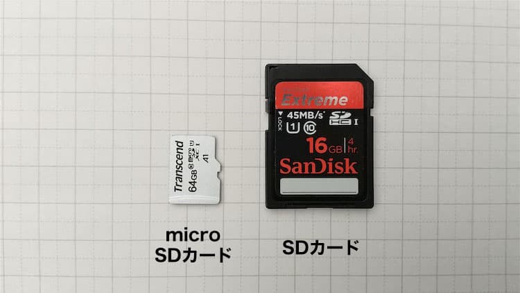 micro SDカードとSDカード